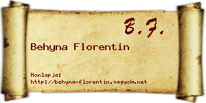 Behyna Florentin névjegykártya